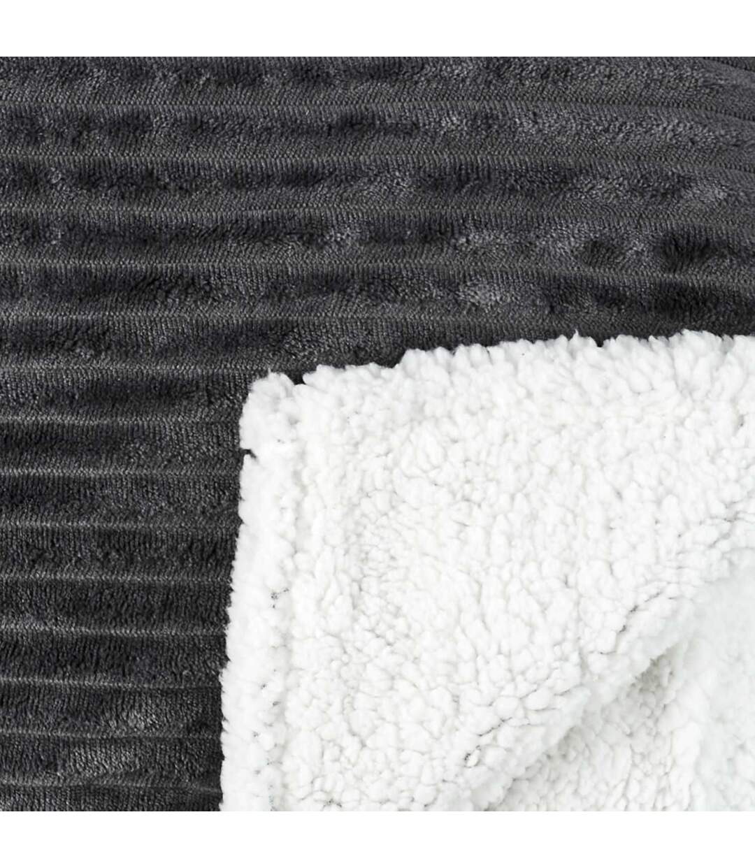 Plaid flanelle côtelé - 180x220cm - Gris