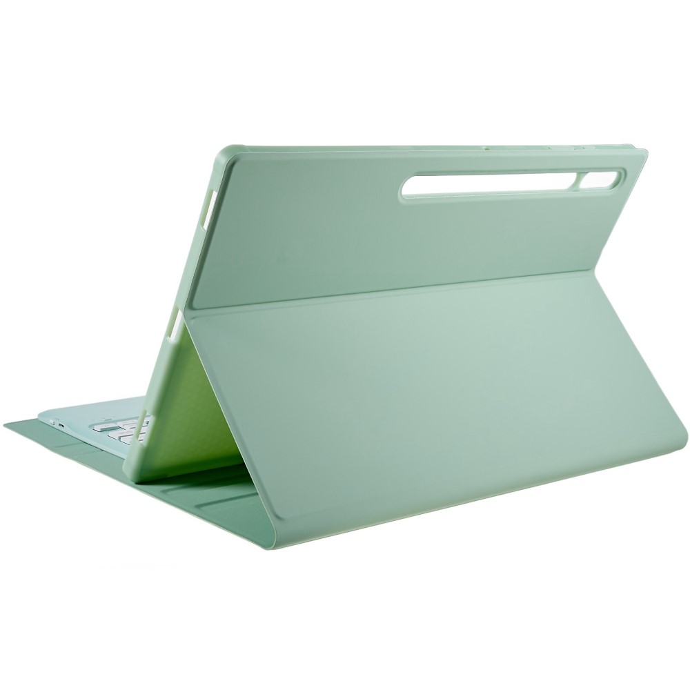Samsung Galaxy Tab S8 Ultra Leder Tasche mit abnehmbarer Bluetooth Tastatur Keyboard   S-Pen Halterung (QWERTY) - Türkis