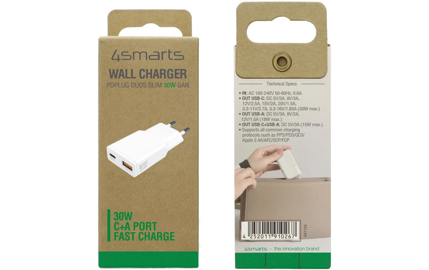 USB-Wandladegerät PDPlug Slim Duos 30 WKompakter USB-C-Ladeadapter mit GaN-Technologie