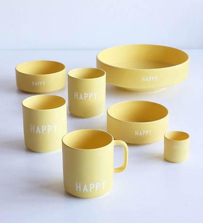 Design Letters Becher m. Hank - Favorit - Happy - Gelb