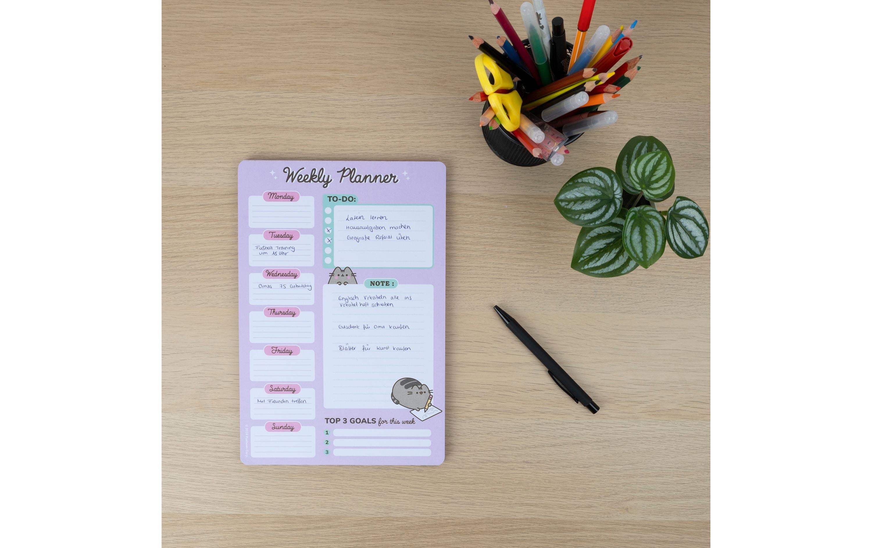 Wochen-Notizkalender Pusheen 52 Blatt, 19 x 28 cmWochenplaner ohne Jahreszahl
