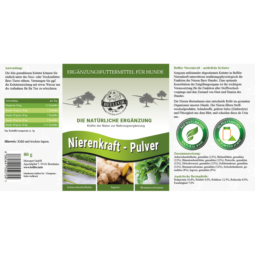 Force des reins - poudre - nierenkraft - pulver - 80g