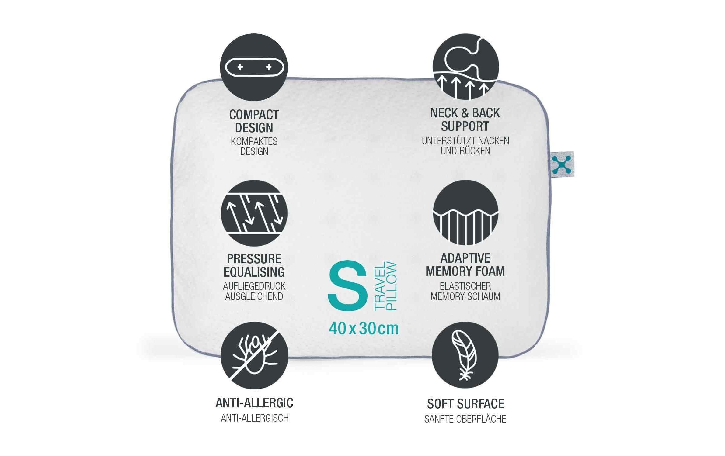 smartsleep Nackenkissen »Travel S 40 x 30 x 10 cm«