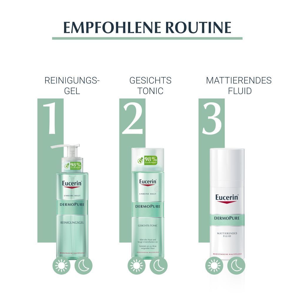 Eucerin® DermoPure Reinigungsgel + Eucerin® DermoPure mattierendes Fluid