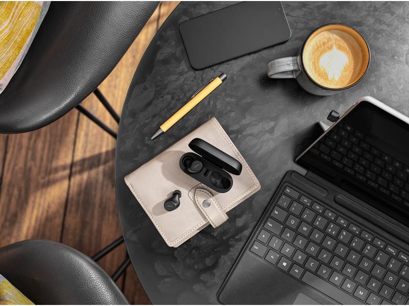 Jabra Headset Evolve2 Buds MS USB-C Professionelle Anrufe unterwegs: Kompakte In-Ear-Bluetooth-Kopfhörer entwickelt für hybrides Arbeiten