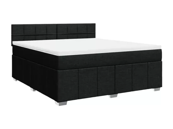 Sommier à lattes de lit avec matelas Noir 180x200 cm Tissu