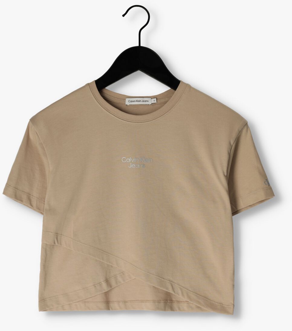 CALVIN KLEIN beige calvin klein t-shirt stack logo overlap t-shirt