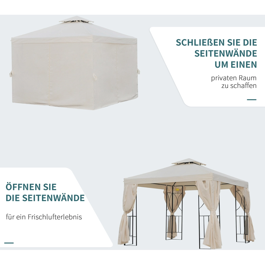 Outsunny Gartenpavillon mit Doppeldach weiß