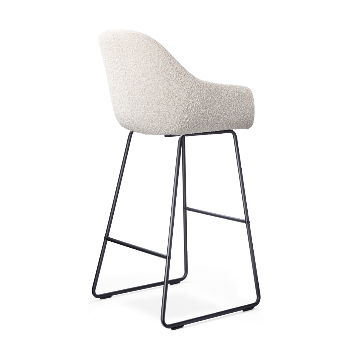 Barkruk Nino-Mae bouclé beige - zwart onderstel - 75 cm