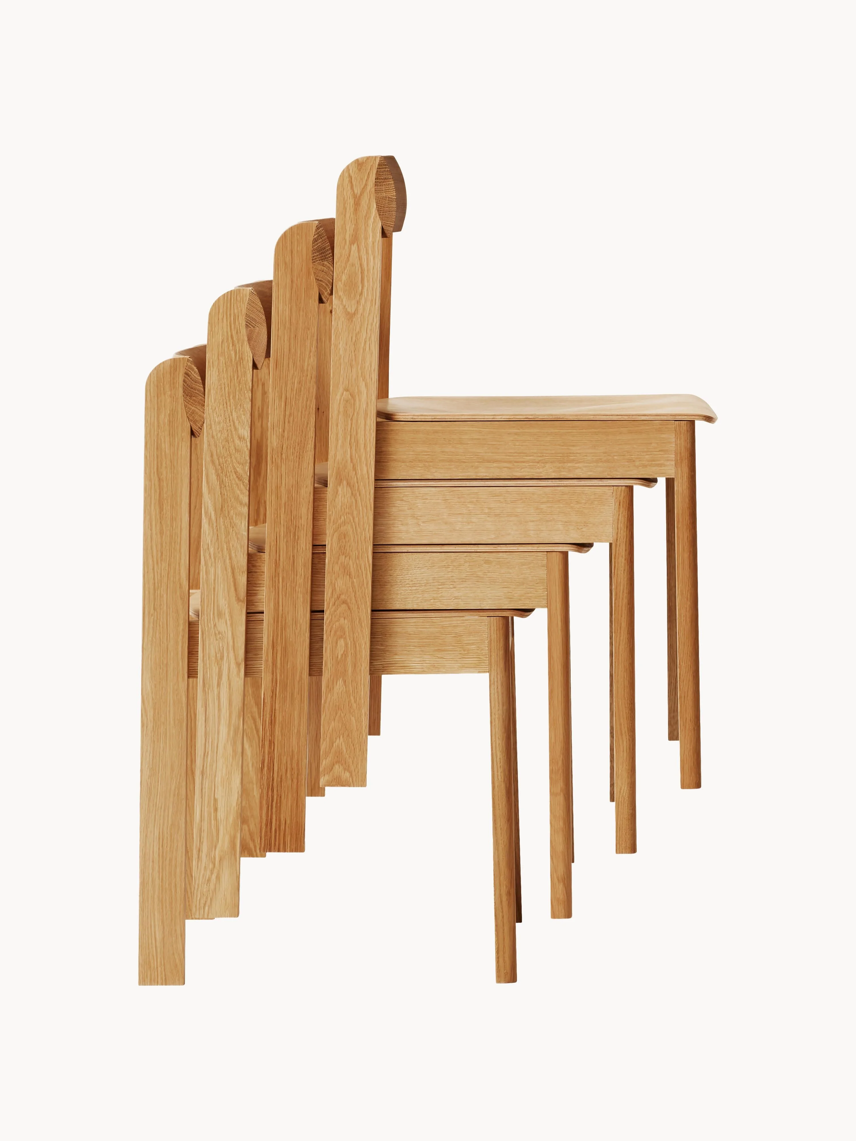 Stapelbare stoelen Blueprint van eikenhout, 2 stuks
