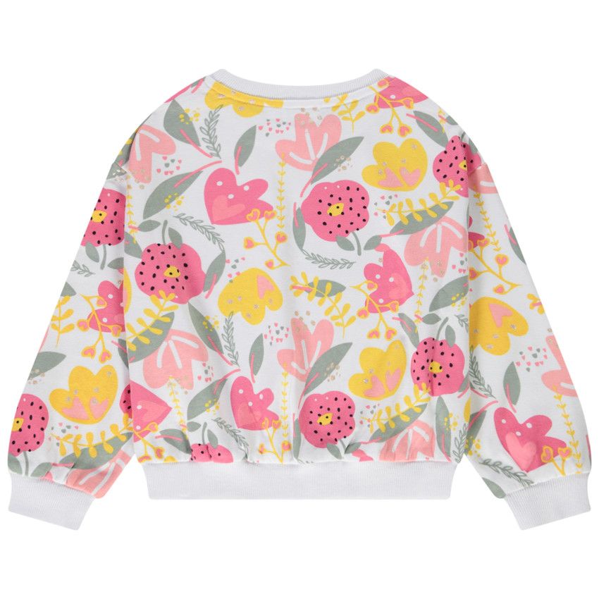 Sweat oversize en molleton imprimé fantaisie pour fille - Blanc