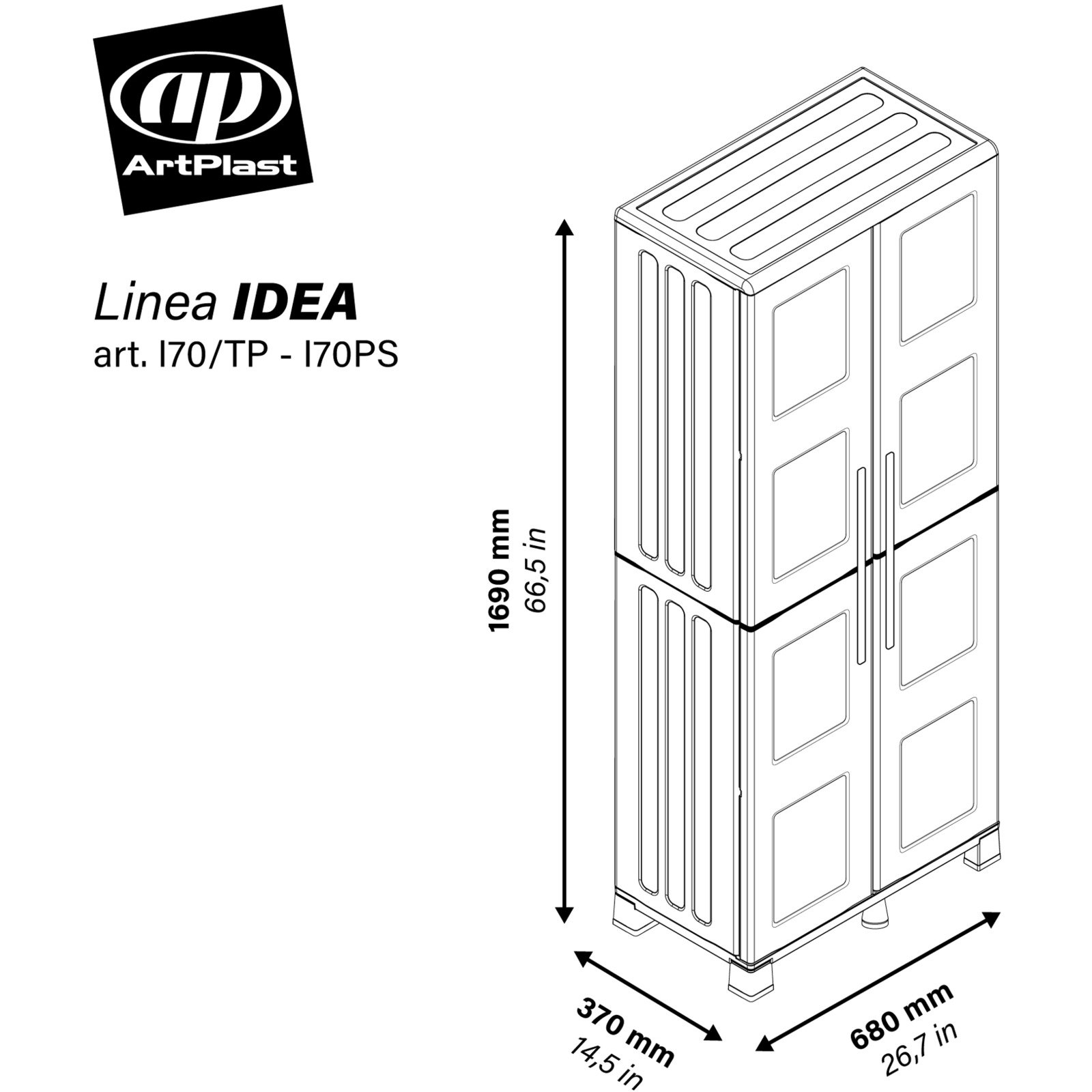 Allzweckschrank Idea 2-türig grau