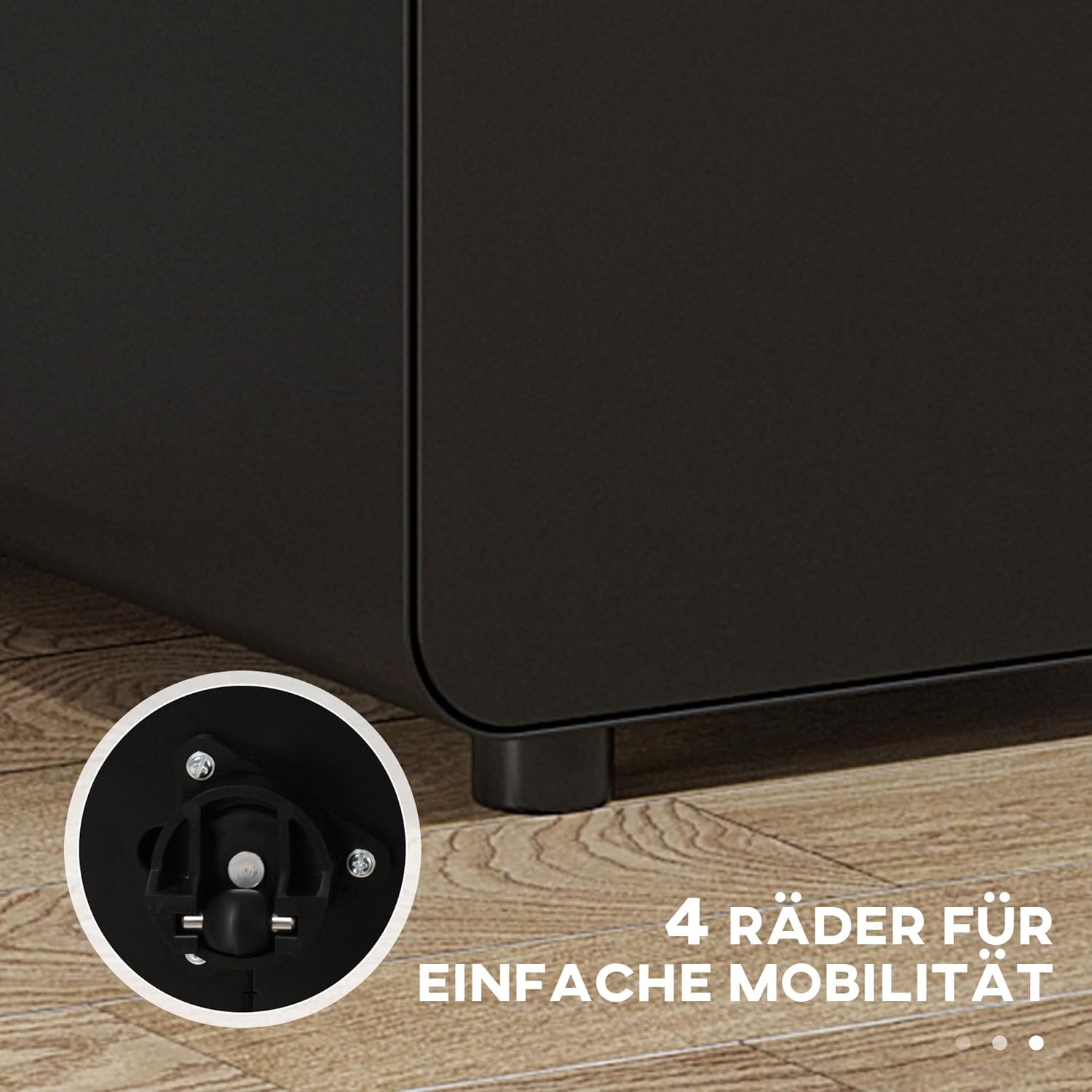 Vinsetto Rollcontainer mit 3 Schubladen mobiler Aktenschrank mit Rollen abschließbar Büroschrank mit Hängeregistratur Stiftfach, Bürocontainer Schreibtisch Unterschrank für Büro 39x48x59cm Schwarz PG2164341