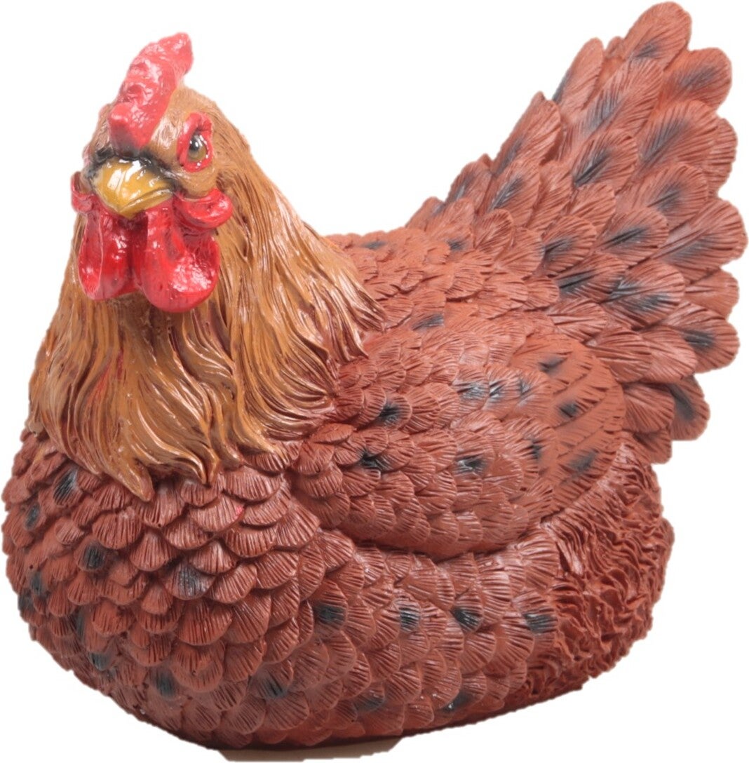 Farmwood tuinbeeld broedende kip Bella bruin 8 x 7 x 7,5 cm