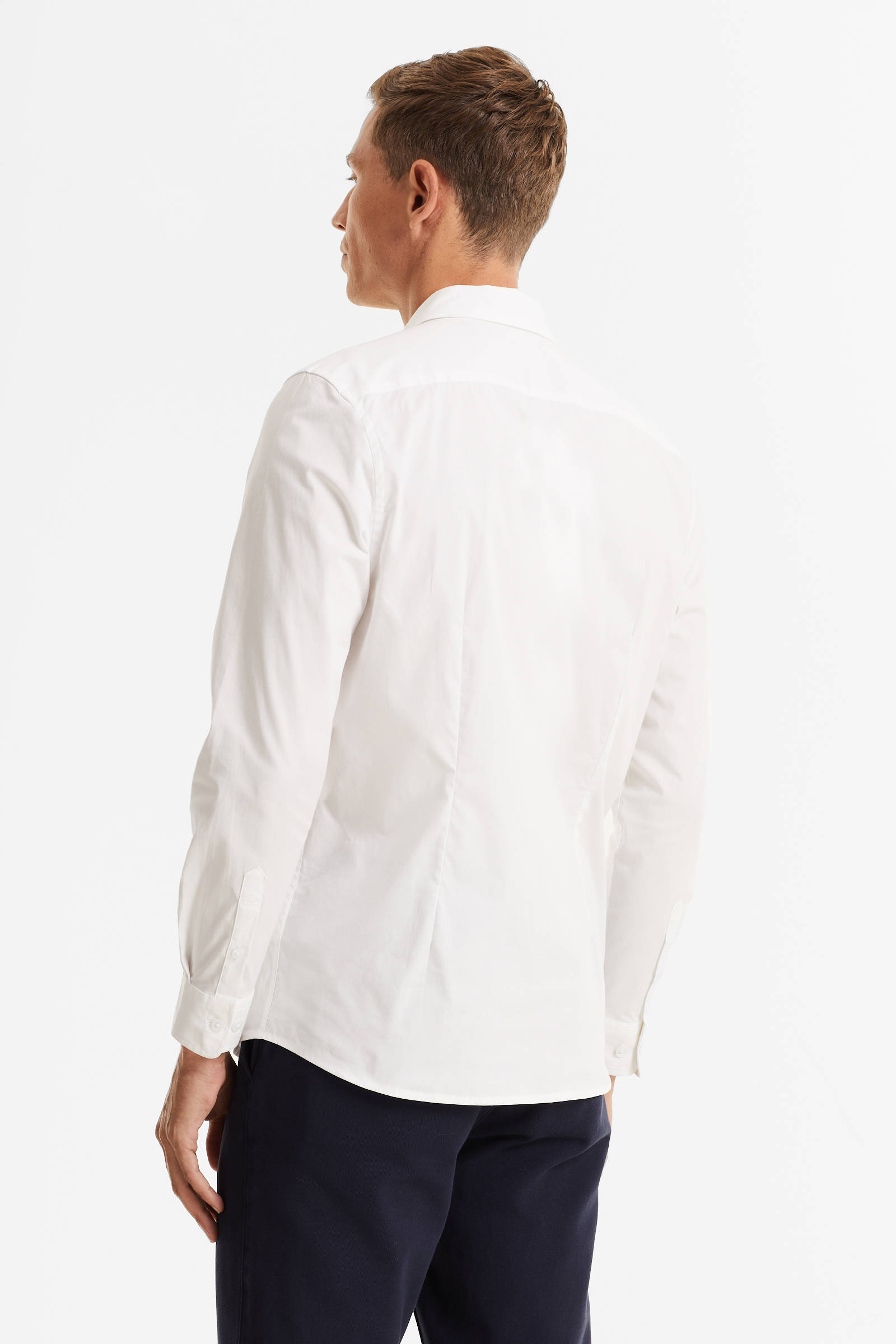 anytime slim fit poplin overhemd wit