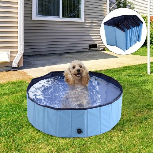 Banheira dobrável para animais de estimação PawHut, azul claro