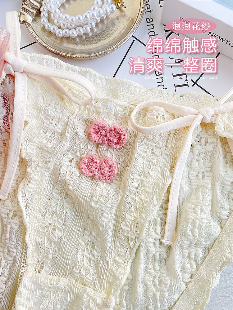 Pancherry - Matching set voor koppels: boxershort met contrasterende rand + slip met kanten strik