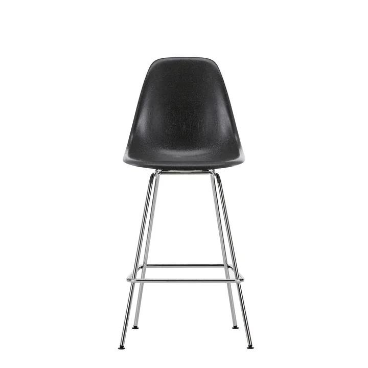 Vitra - Eames Fiberglass Barstuhl, hoch, basic dark / elephant hide-grey (Filzgleiter)