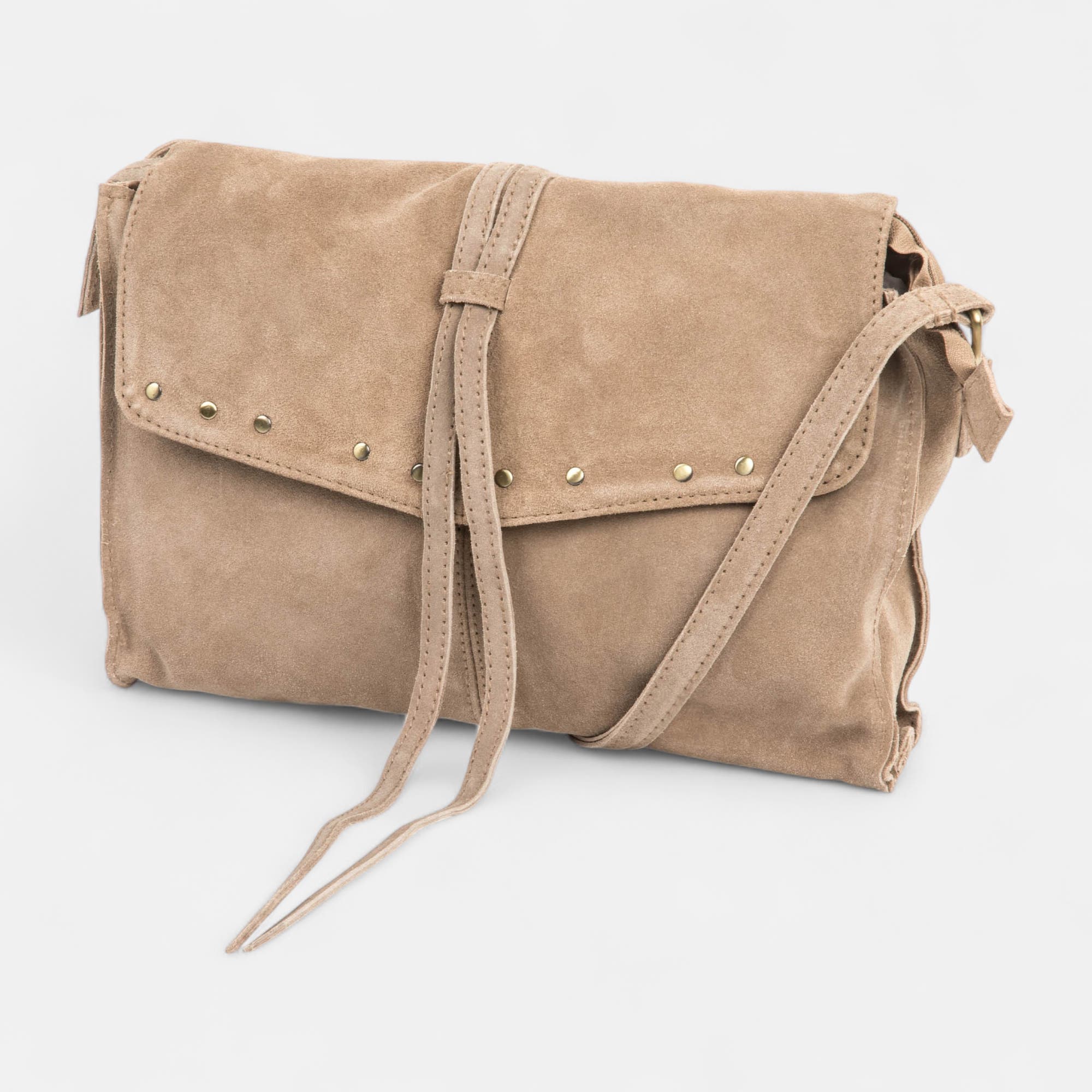 Sac bandoulière en cuir beige