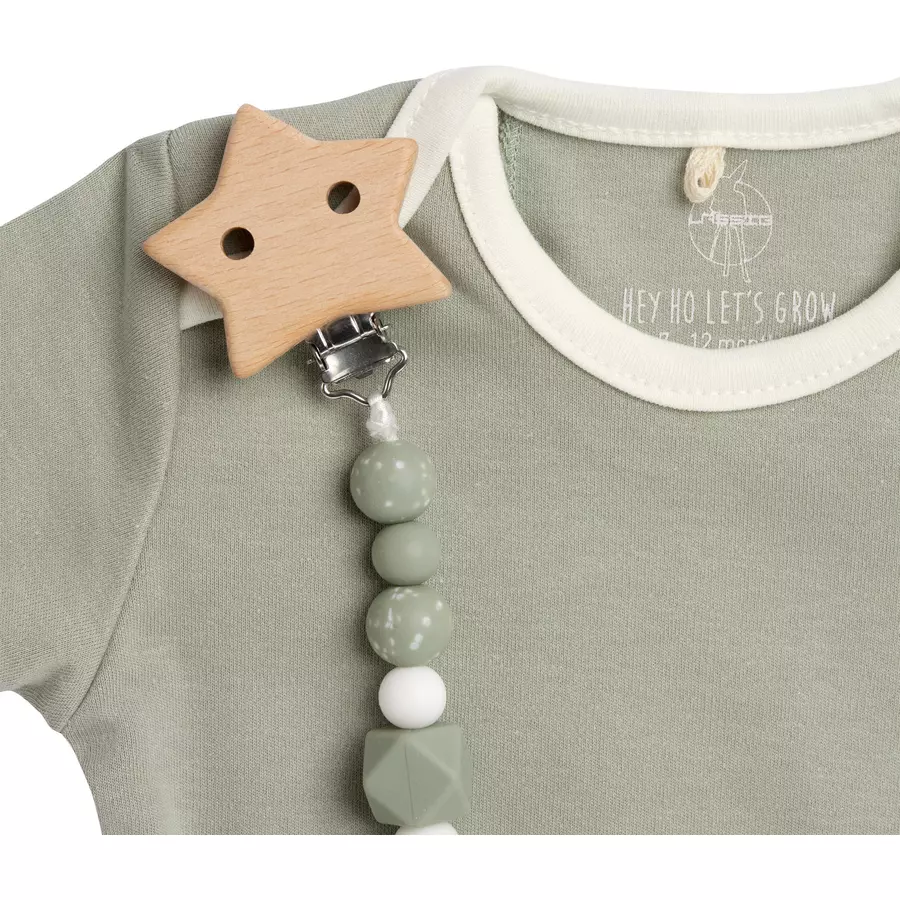 LÄSSIG Soother Holder WoodSilicone Little Universe Olive