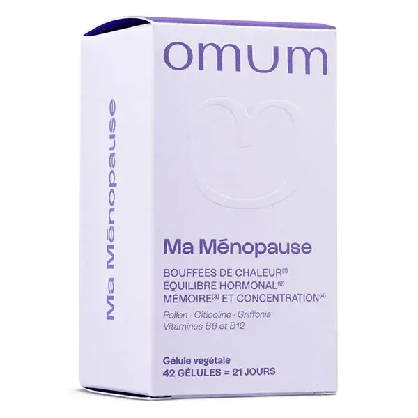 Omum Alívio da Menopausa: Ondas de Calor, Memória, Concentração, Fadiga - 42 Cápsulas