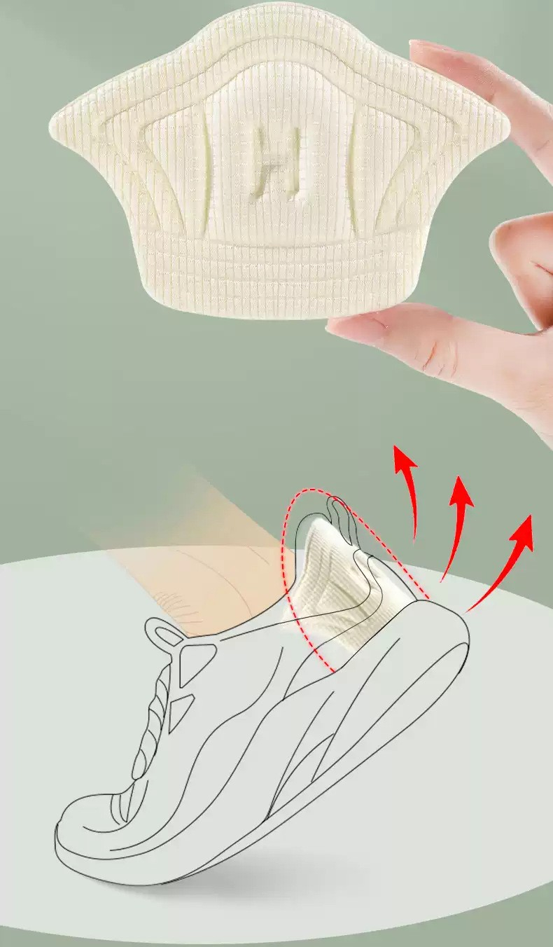 (1 Paar) 7mm Ultraweiche Stoff Pads Fersen Einlage Anti-Rutsch / Massage Einlagen für Turnschuhe - Weiss