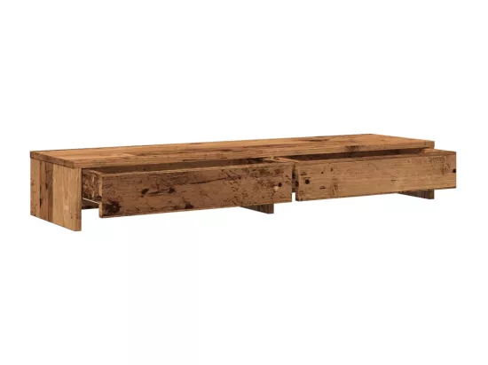 Support de moniteur avec tiroirs vieux bois bois d'ingénierie