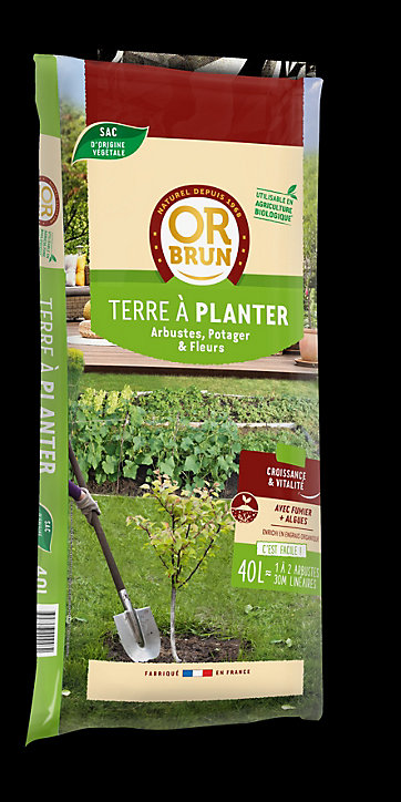 Terre à planter arbustes, potagers et fleurs 40L Or Brun