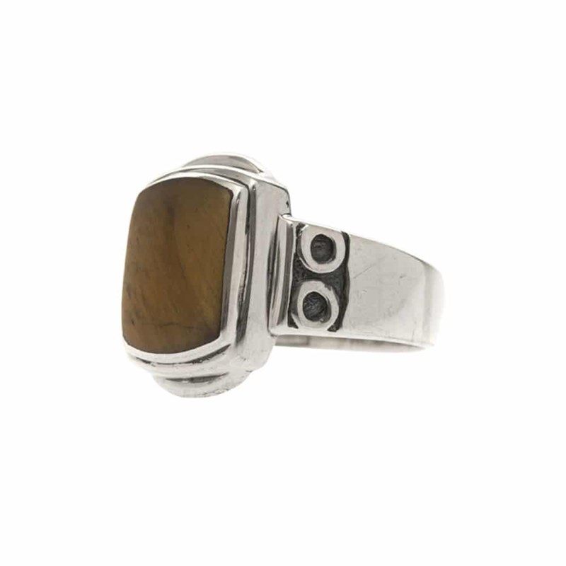 Chevalière Homme oeil De Tigre Originale Argent