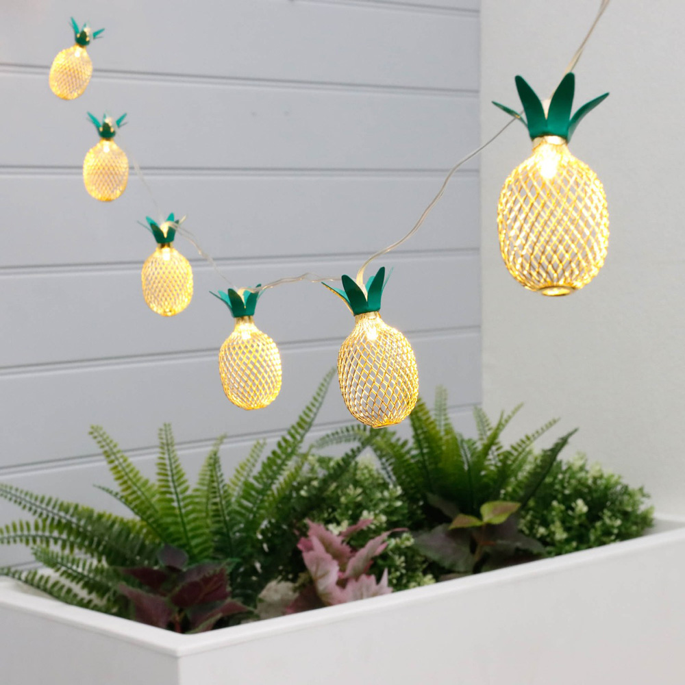 Gardenwize 10 ananas LED lampjes zonne-energie lichtsnoer
