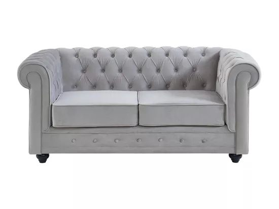 Canapés 3 places et 2 places CHESTERFIELD - Velours gris clair