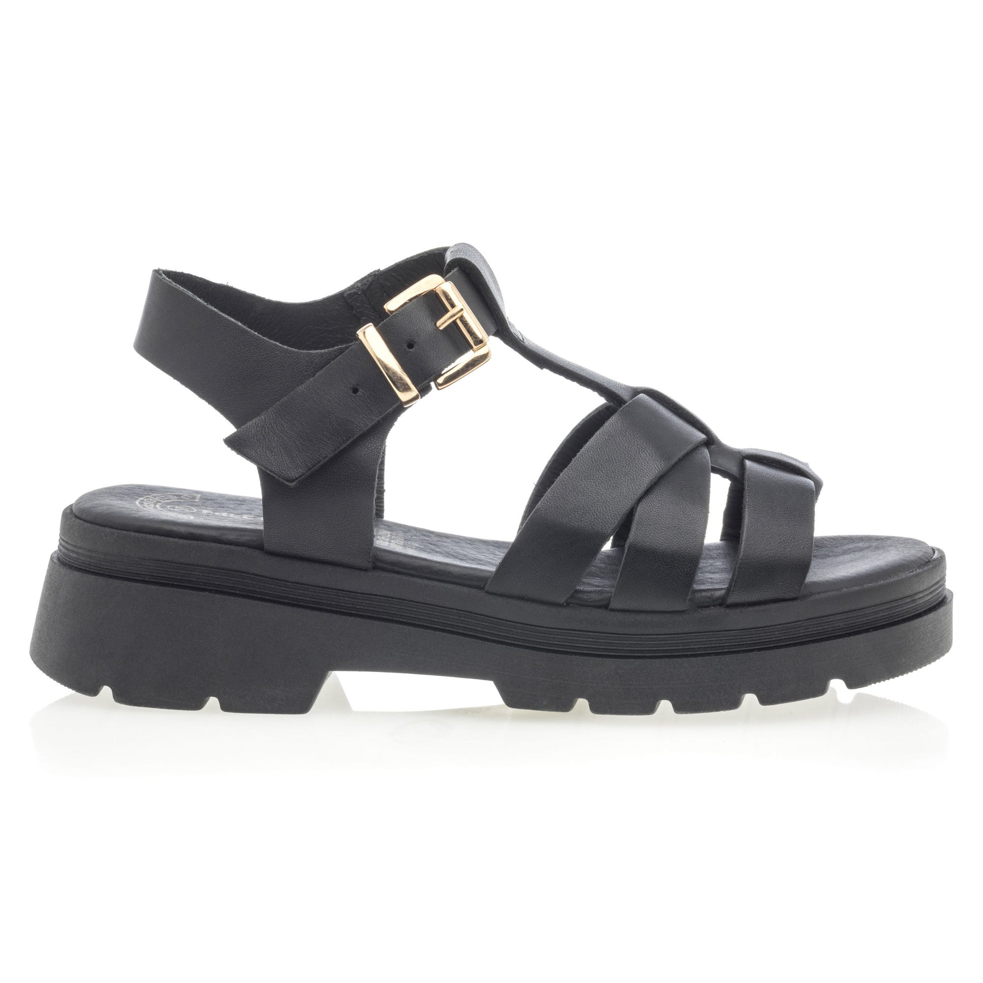 Sandales Femme en cuir noir