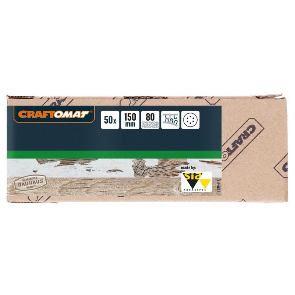 SLIPEPAPIR CRAFTOMAT Ø150 K80 50STK