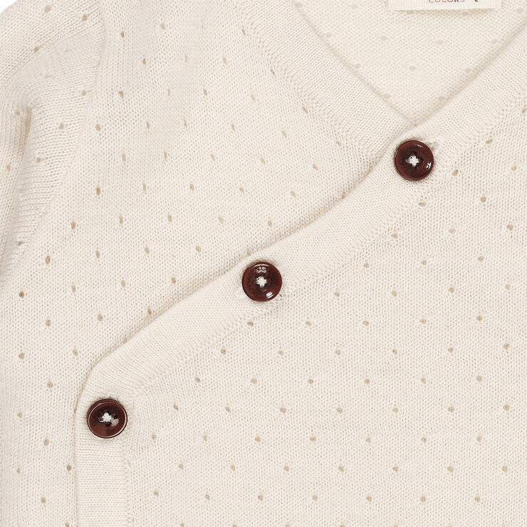 Copenhagen Colors MERINO CROSSOVER CARDIGAN W. HOLE PATTERN Cream