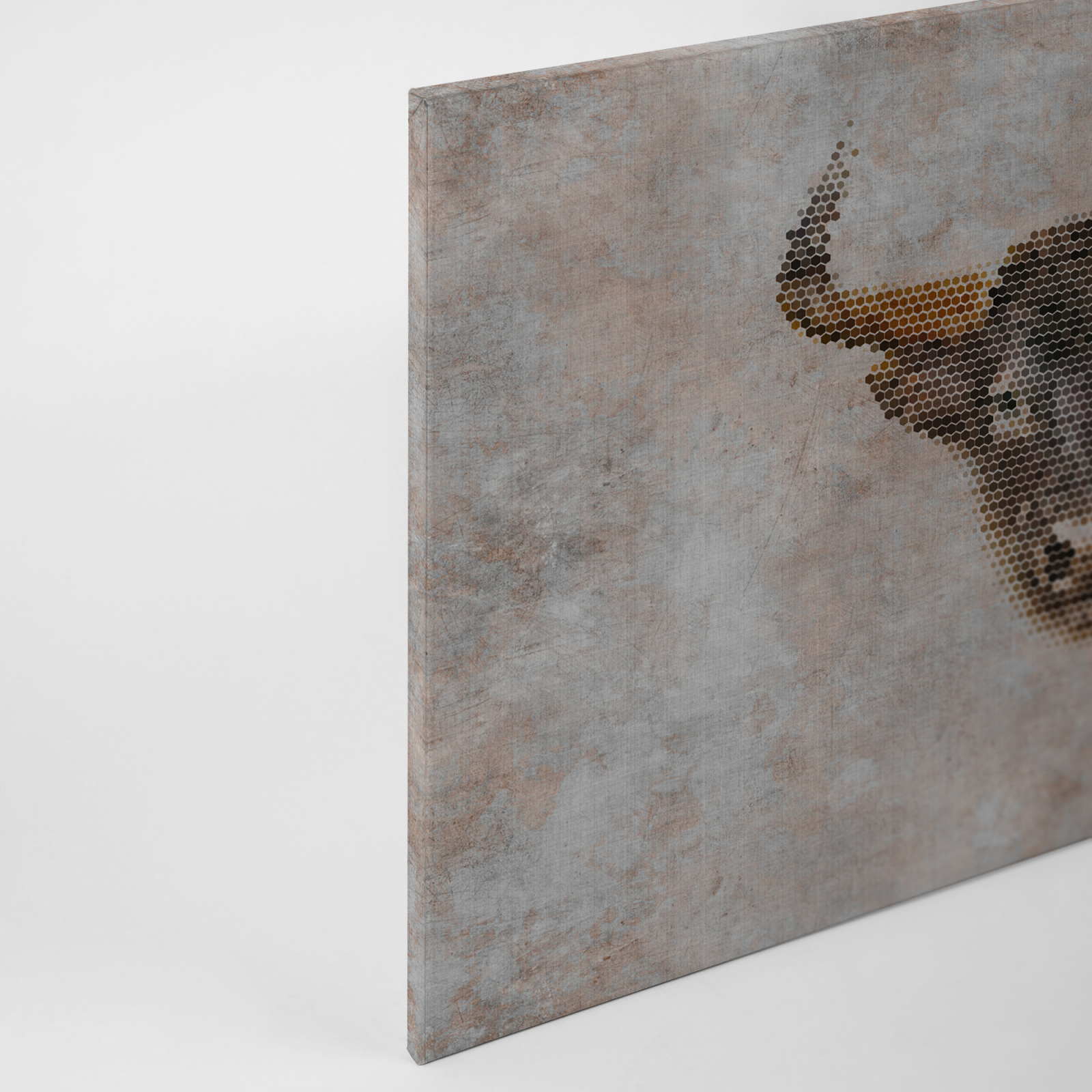 Leinwandbild BISONKOPF - grau-braun - 90x60 cm