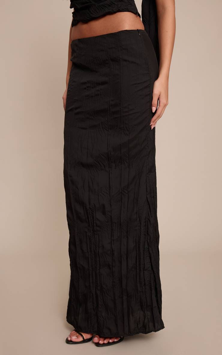 Noir Jupe Longue Tissée Froissée