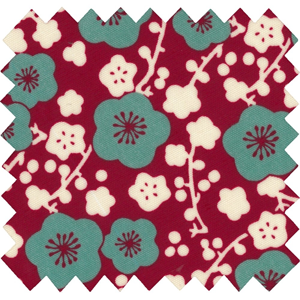 Tissu Enduit Au Mètre Cerisier Rubis Jade