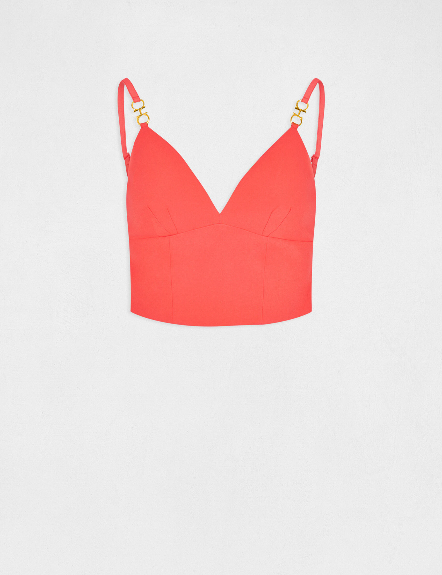 Bustier crop top ornement aux bretelles orange femme - orange