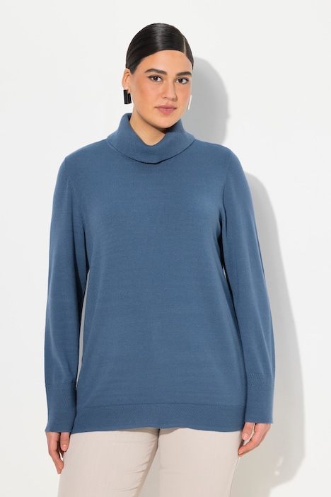 Rollkragenpullover, breite Rippbündchen, Langarm