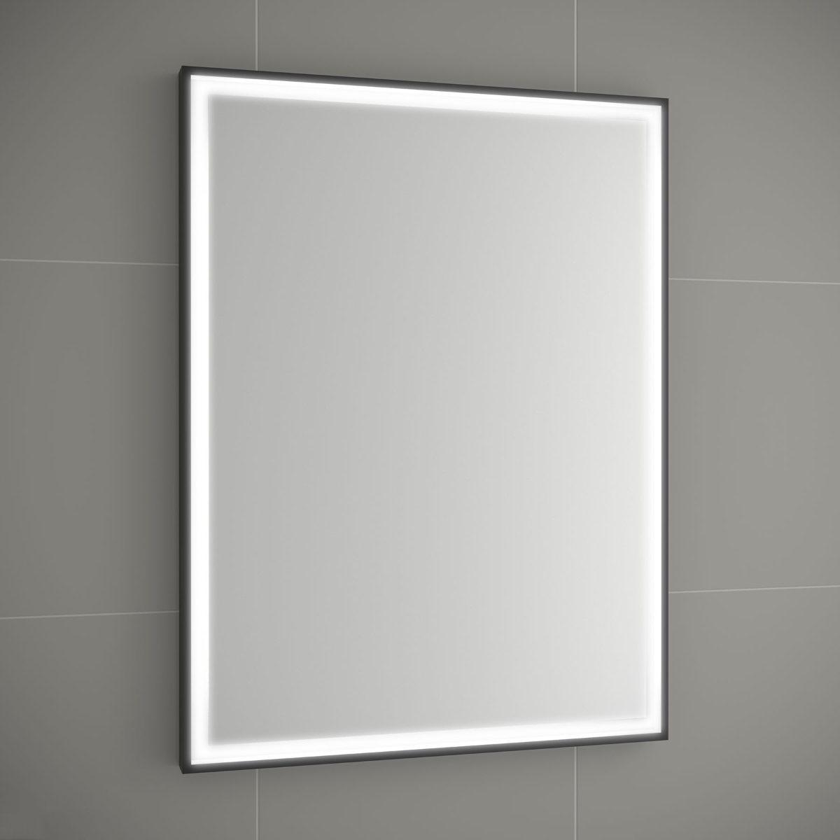 Muebles Amor spiegel met LED-verlichting en zwart frame 100x60cm