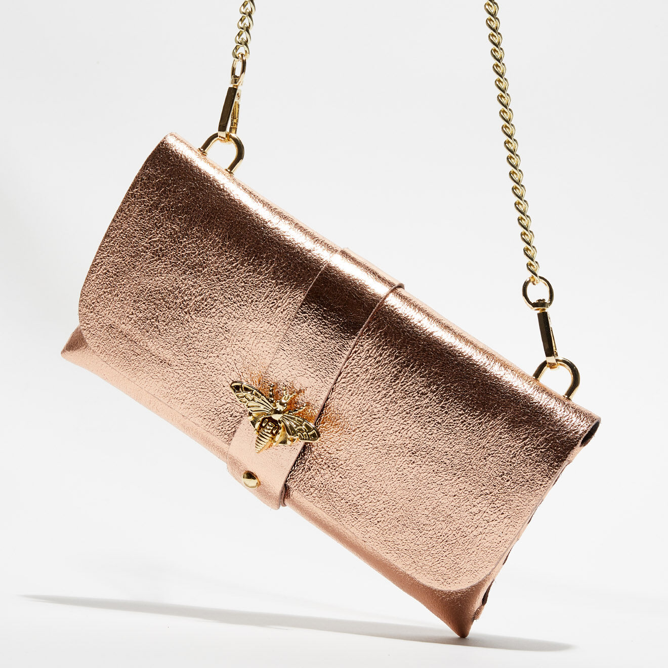 Christian Laurier Sac bandoulière en Cuir Ivy rose métallique - 23x12x11 cm