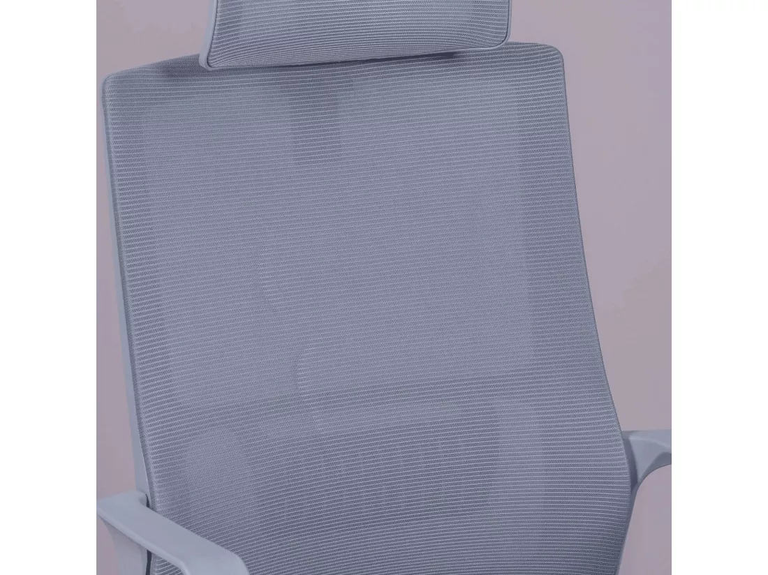 Chaise de bureau ergonomique en mesh respirante avec finitions grises et appui-tête réglable - Mesh - Gris foncé