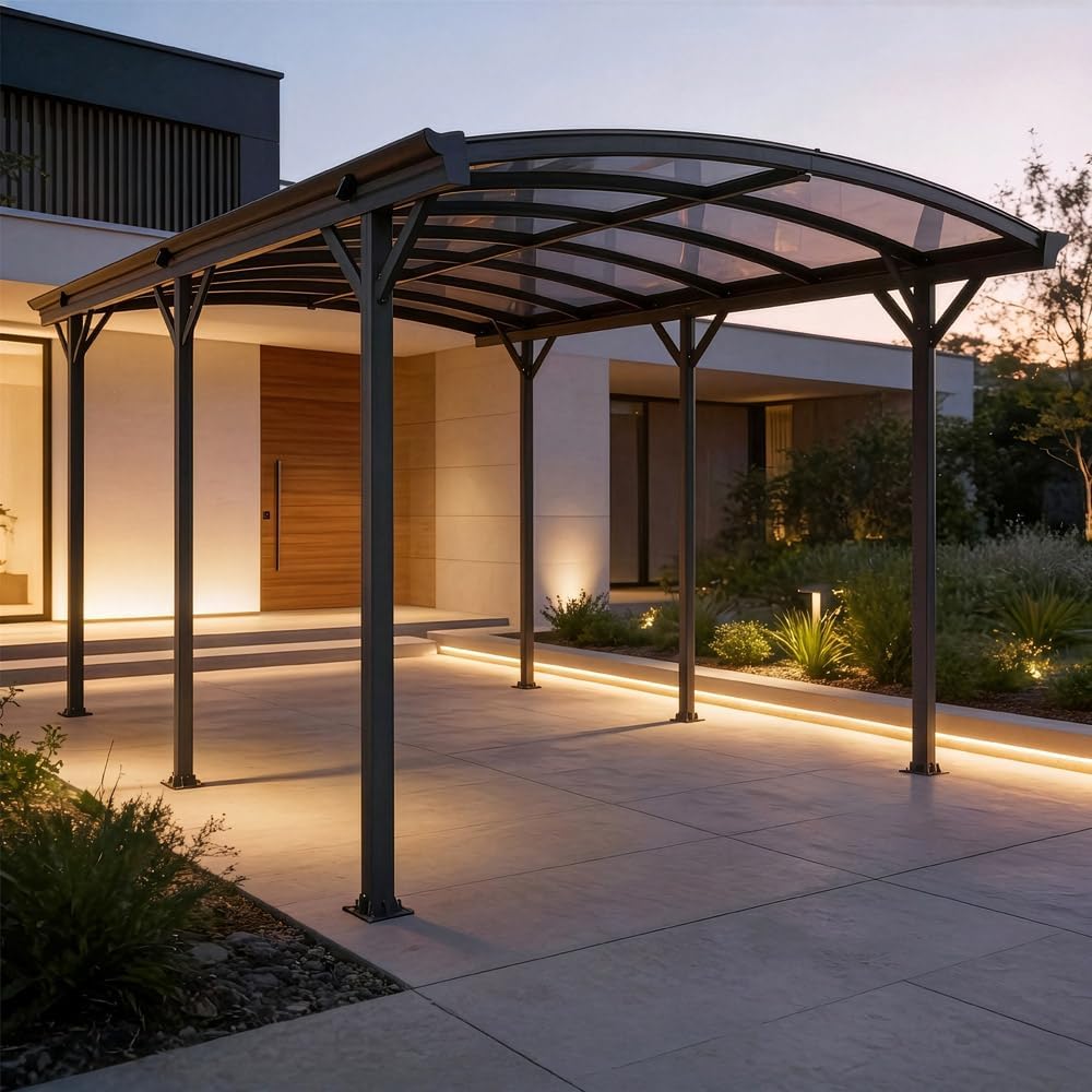 Home Deluxe - Design Carport - FALO, Anthrazit - Maße: 505 x 300 x 226/240 cm - inkl. Montagematerial I Autoüberdachung Garage Unterstand