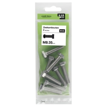 KARWEI zeskantbout voldraad rvs M8x35 mm 8 stuks