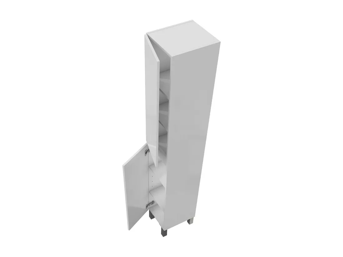 Colonne de salle de bain avec 2 portes sans poignée coloris blanc - Longueur 30 x Profondeur 35 x Hauteur 182 cm
