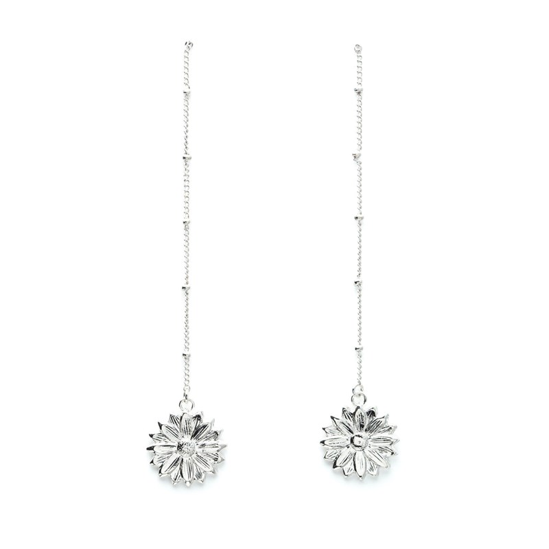 boucles d'oreilles pendantes fleurs plaqué argent - MAÏA