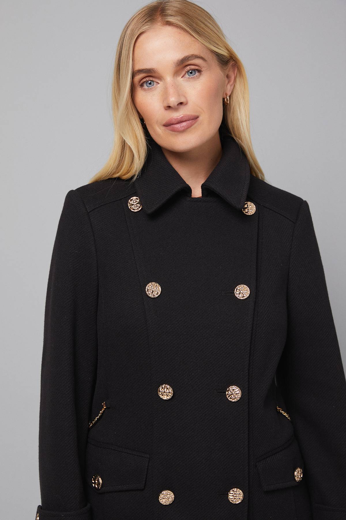 Wallis Manteau Long Militaire Croisé Petite Taille