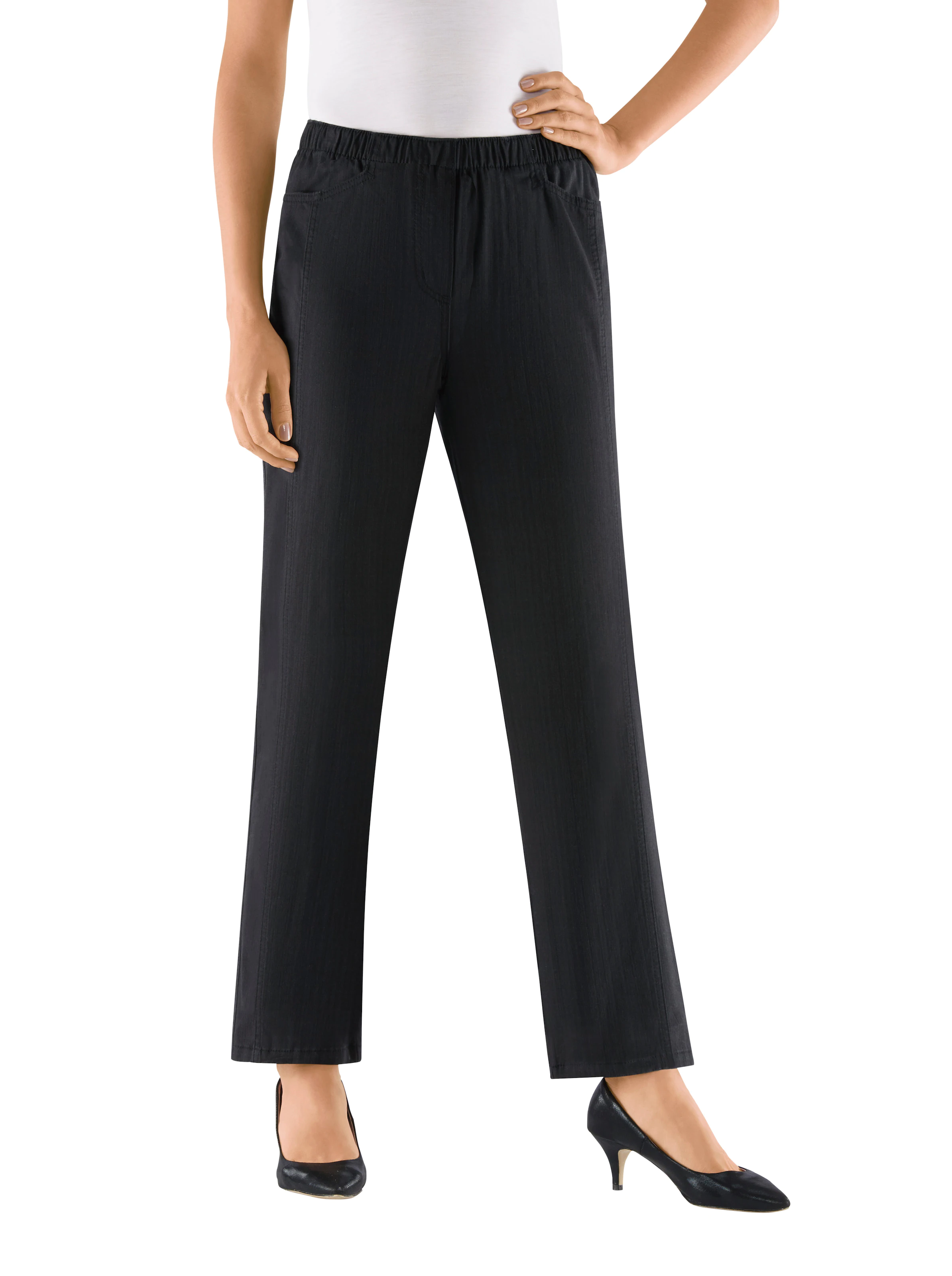 Schlupfjeans in schwarz