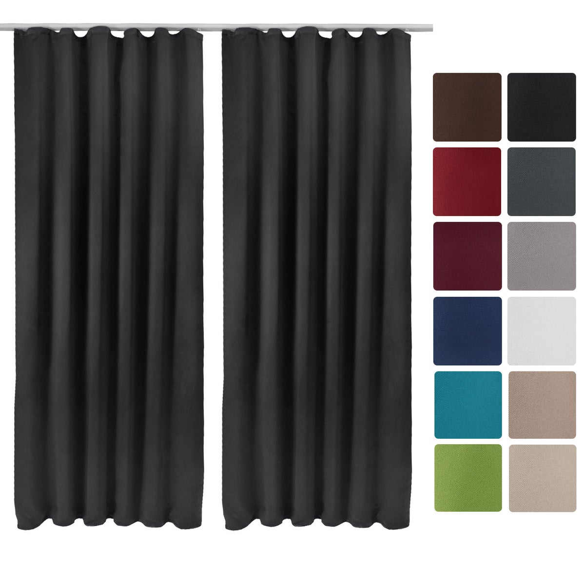 Beautissu Amelie BK Gordijn met Rimpelband 140x245cm Zwart (set van 2)