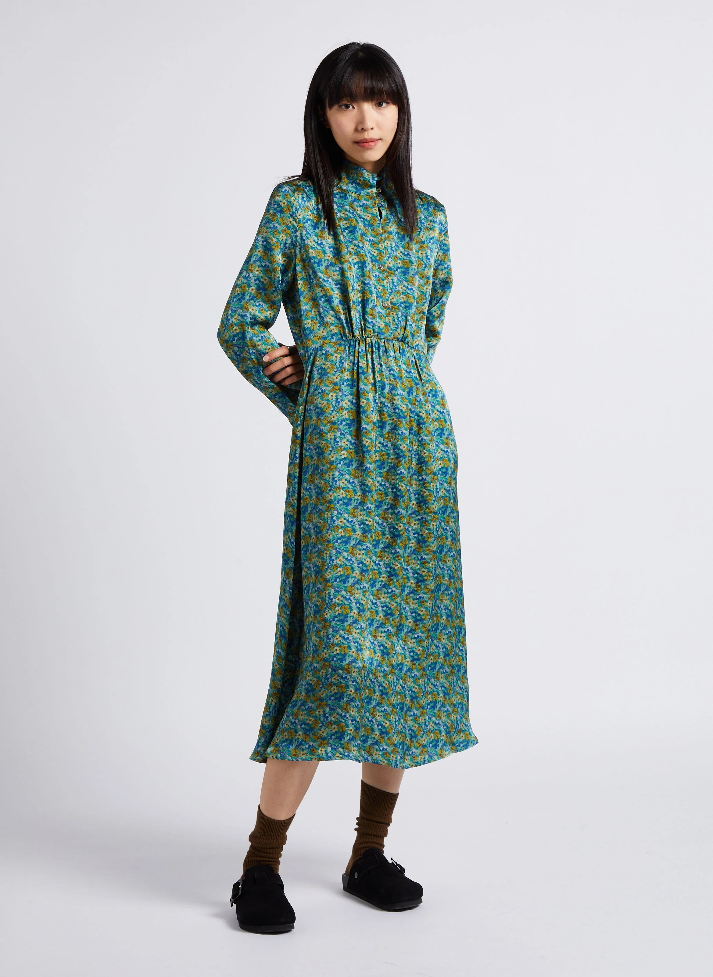 SAMBUCO - Robe longue à col montant | Vert